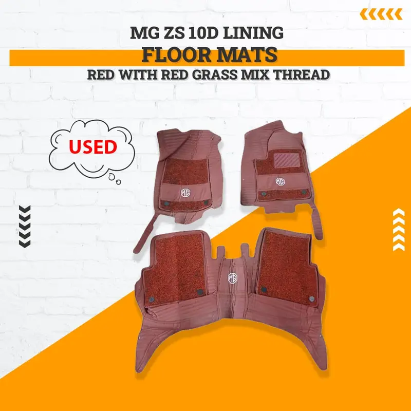 Used Mg Zs 10D Lining Floor Mats Red With Red Grass Mix Thread 3 Pcs 2020 - 2025 - Damage 1