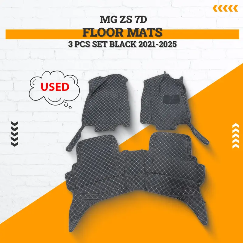 Used Mg Zs 7D Floor Mats 3 Pcs Set Black 2020 - 2025 - (Rough Condition) 1