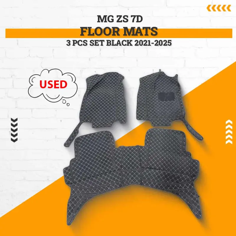 Used Mg Zs 7D Floor Mats 3 Pcs Set Black 2020 - 2025 - (Rough Condition) 2
