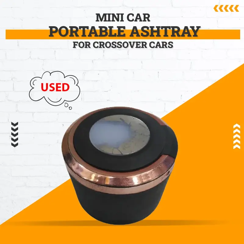 Used Mini Car Portable Ashtray For Crossover Cars - (Rough Condition - Multi Color 1