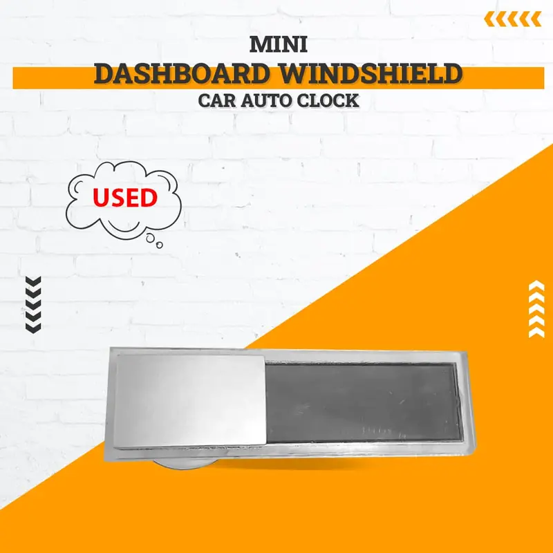 Used Mini Dashboard Windshield Car Auto Clock (Roough Condition) - - Clock For Front Screen - Transparent Digital Time 1