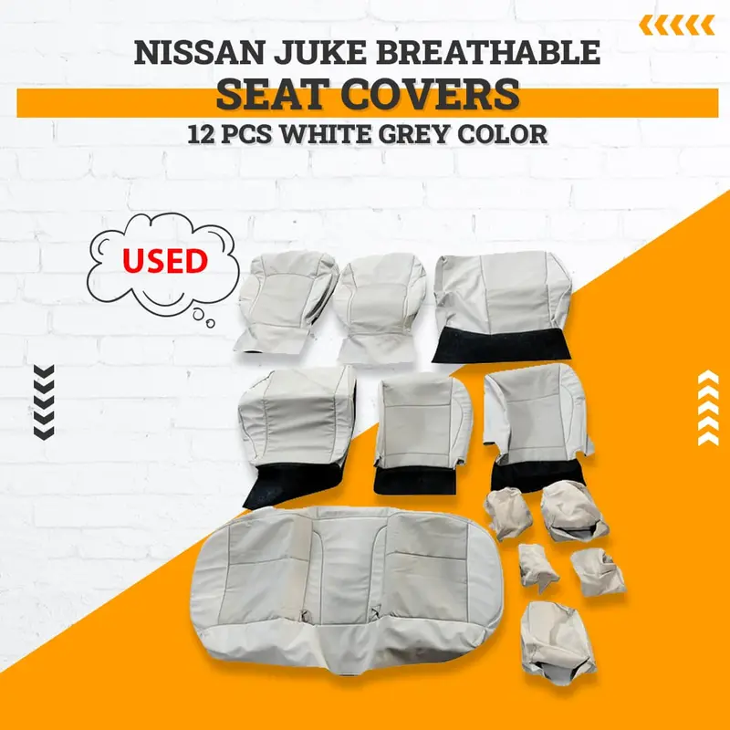 Used Nissan Juke Breathable Seat Cover 12 Pcs White Grey Color 2010 - 2018 1