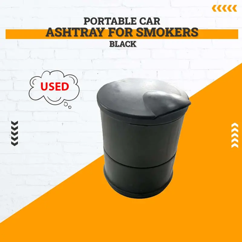 Used Portable Car Ashtray For Smokers Black - Without Led Damage 1