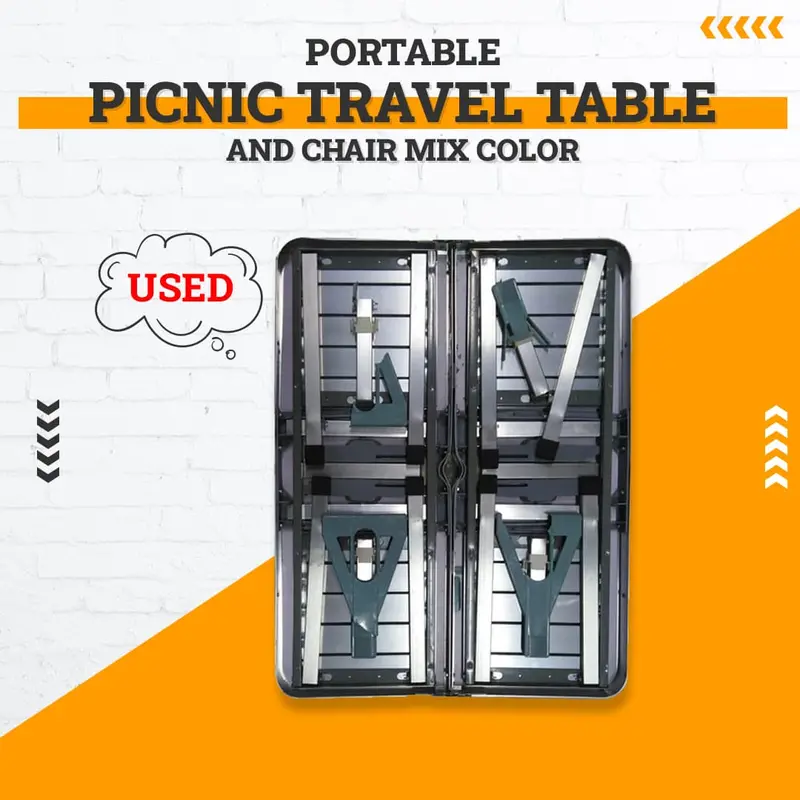 Used Portable Picnic Travel Table And Chair Mix Color 1