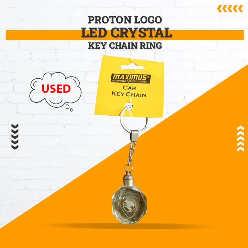 Used Proton Logo Led Crystal Keychain Ring - (Crystal Damage) 1