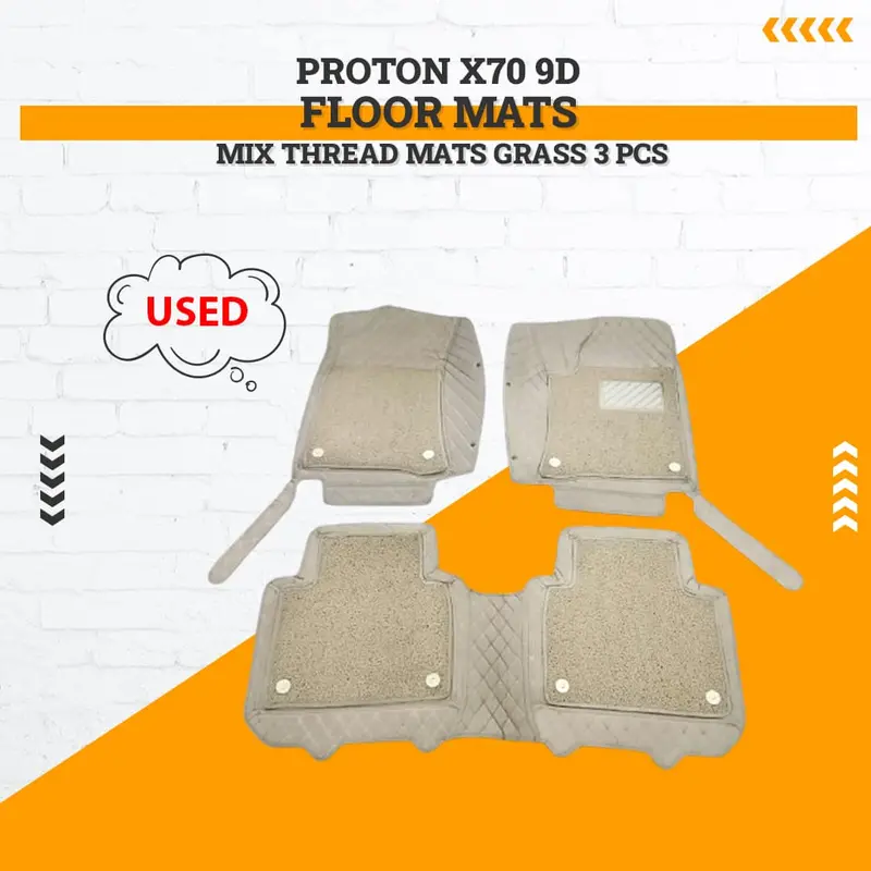 Used Proton X70 9D Floor Mats Mix Thread Grass 3 Pcs Rough Condition 2021 - 2025 1