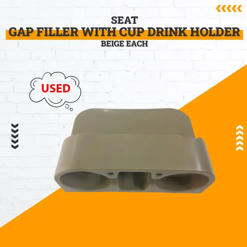 Used Seat Gap Filler With Cup Drink Holder Beige Each - Damage 1