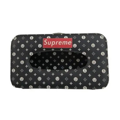 Used Supreme Facial Car Sun Visor / Sunshade Tissue Holder Case Box - Black (Rough Condition) 2