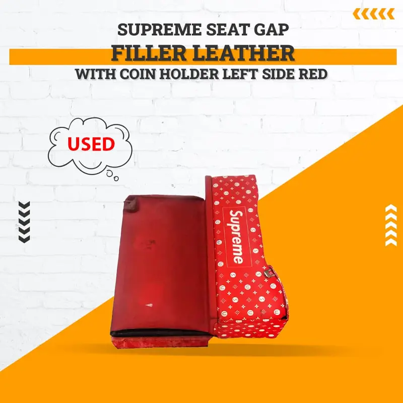 Used Supreme Seat Gap Filler Leather With Coin Holder Left Side Red Each Rough Condition 1