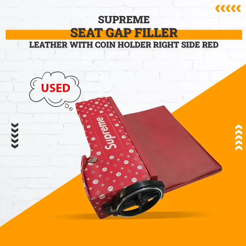 Used Supreme Seat Gap Filler Leather With Coin Holder Right Side Red - Each - (Rough Condition) 1