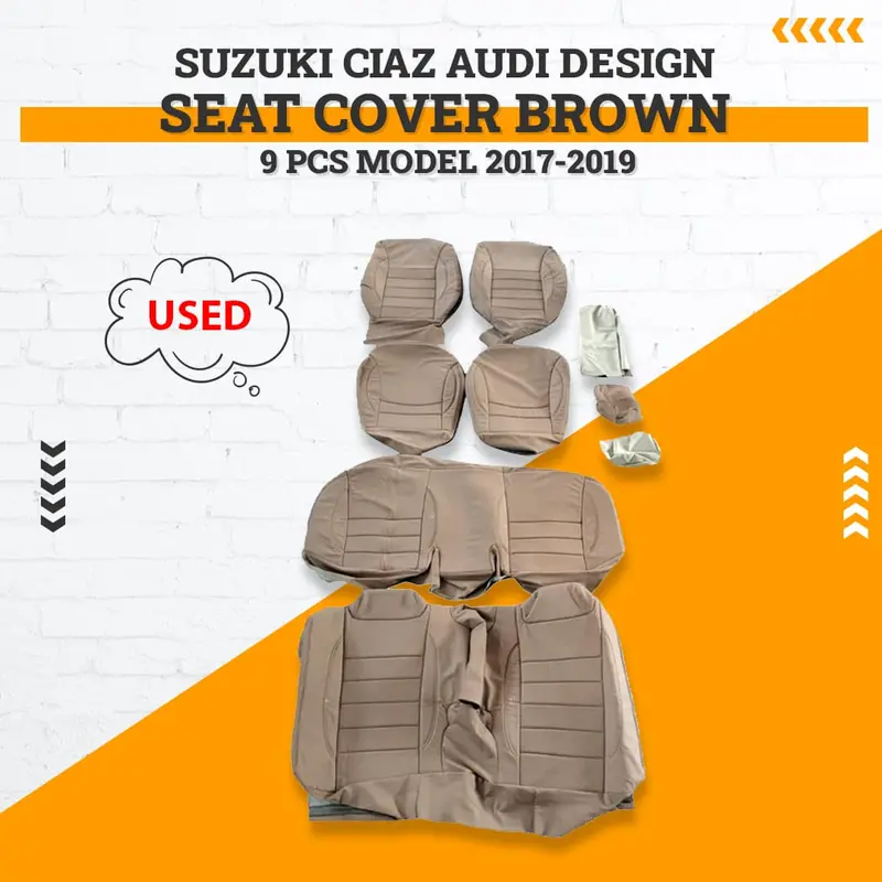 Used Suzuki Ciaz Audi Design Seat Cover Brown 9 Pcs 2017 - 2021 1