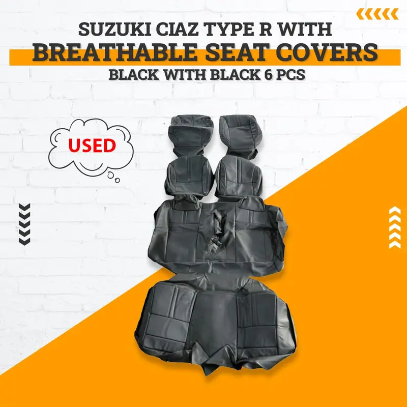 Used Suzuki Ciaz Type R With Breathable Seat Covers 6 Pcs 2017 - 2021 - Black With Black 1
