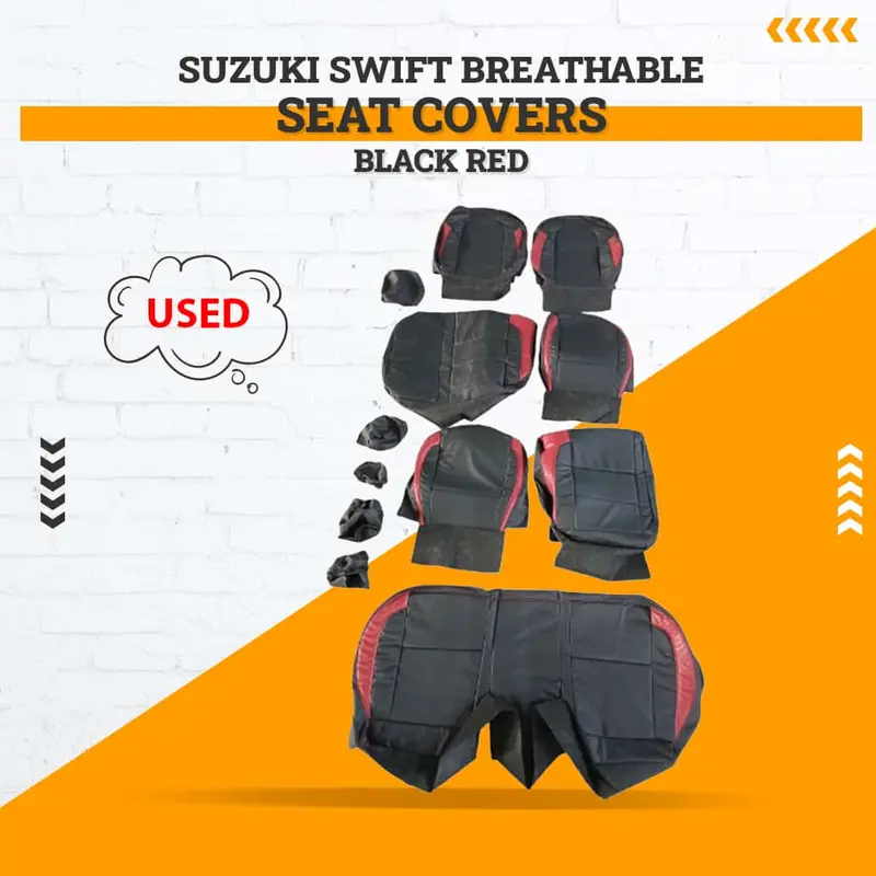 Used Suzuki Swift Breathable Black Red Seat Covers 12 Pcs 2022 - 2024 1