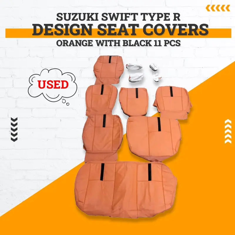Used Suzuki Swift Type R Design Seat Cover Orange With Black 2010 - 2018 - -11 Pcs 1