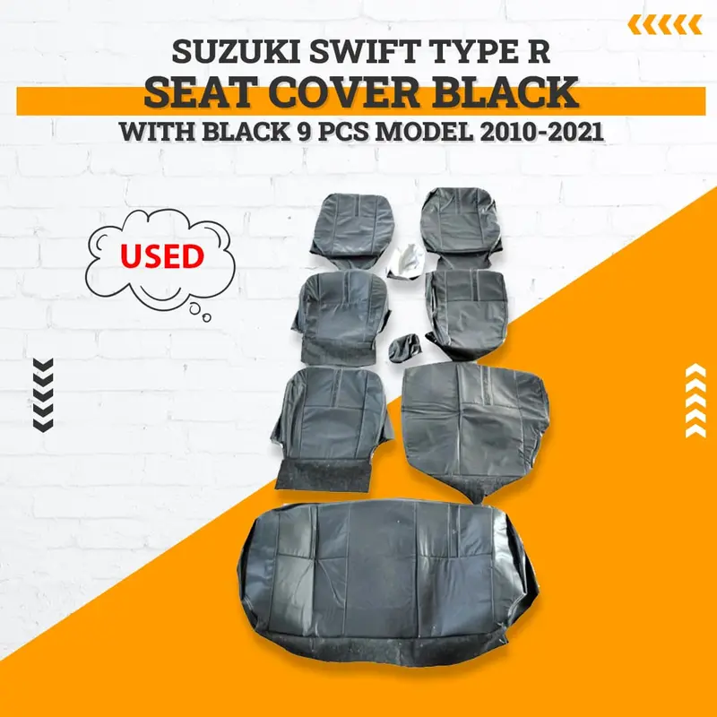 Used Suzuki Swift Type R Seat Cover Black With Black 2010 - 2021 - 9 Pcs 1