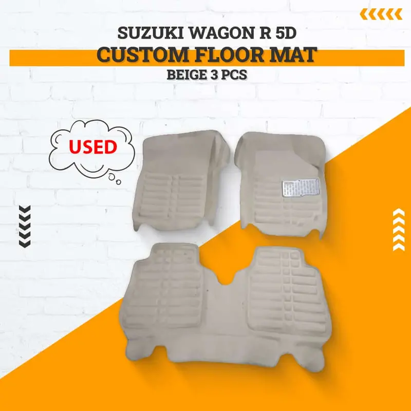 Used Suzuki Wagon R 5D Custom Floor Mat Beige 3 Pcs 2014 - 2024 - (Rough Condition) 1