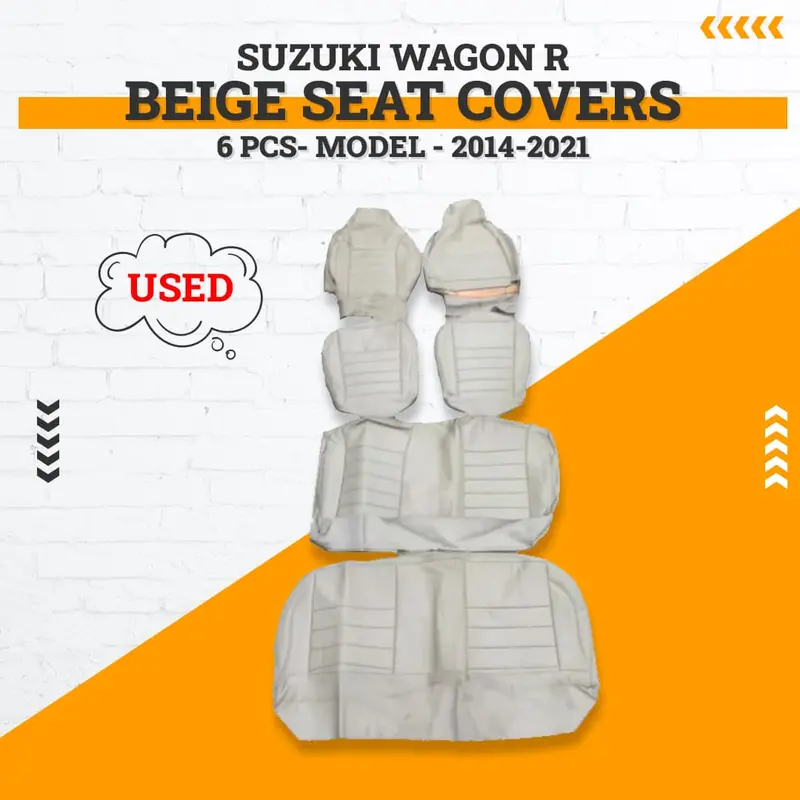Used Suzuki Wagon R Beige Seat Covers 6 Pcs 2014 - 2024 1