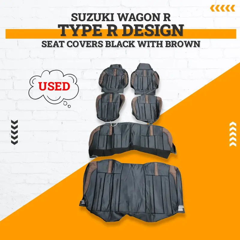 Used Suzuki Wagon R Type R Seat Covers Black Brown 6 Pcs 2014 - 2024 1