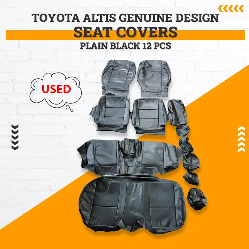 Used Toyota Altis Genuine Design Plain Black Seat Covers 2014-2021 - 12 Pcs 1