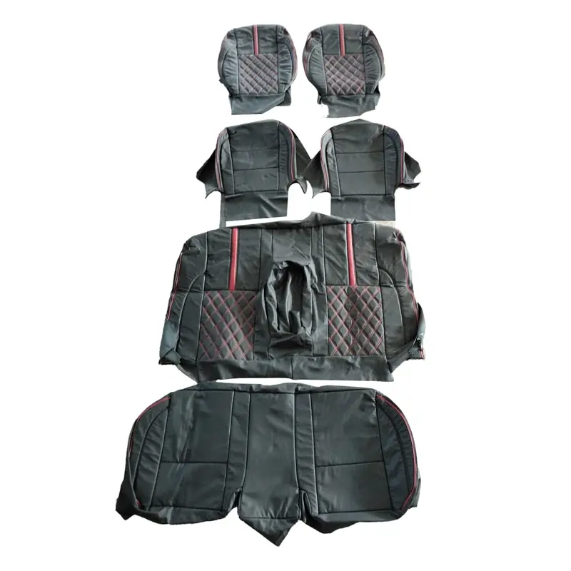 Used Toyota Altis Type R With Diamond Design Seat Covers 2014-2021 - Black With Red 6 Pcs 2