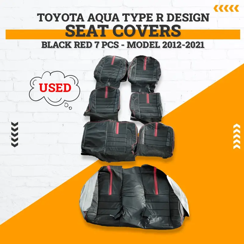 Used Toyota Aqua Type R  Seat Covers Black Red 7 Pcs 2012 - 2021 1