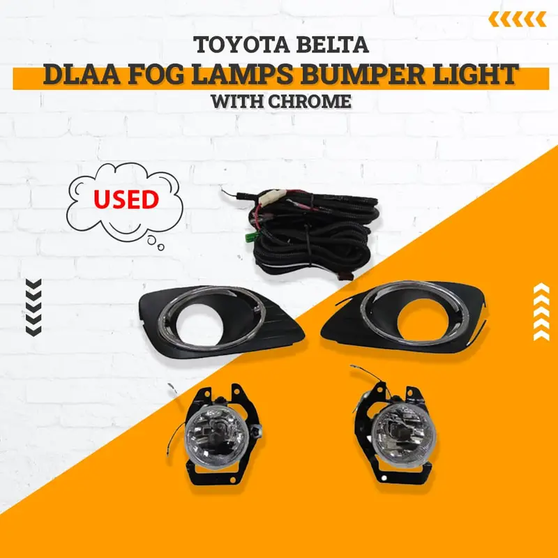 Used Toyota Belta Dlaa Fog Lamps Bumper Light With Chrome 2005 - 2012 - Glass Damage 1