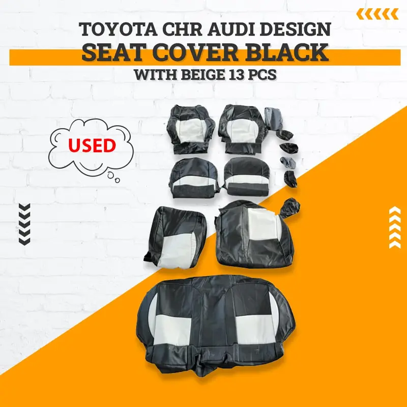Used Toyota Chr Audi Design Seat Covers Black With Beige 13 Pcs 1