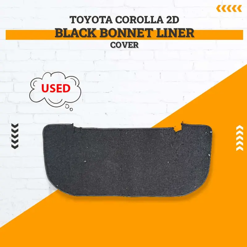 Used Toyota Corolla 2D Black Bonnet Liner Cover 2002 - 2008 - Rough Condition 1