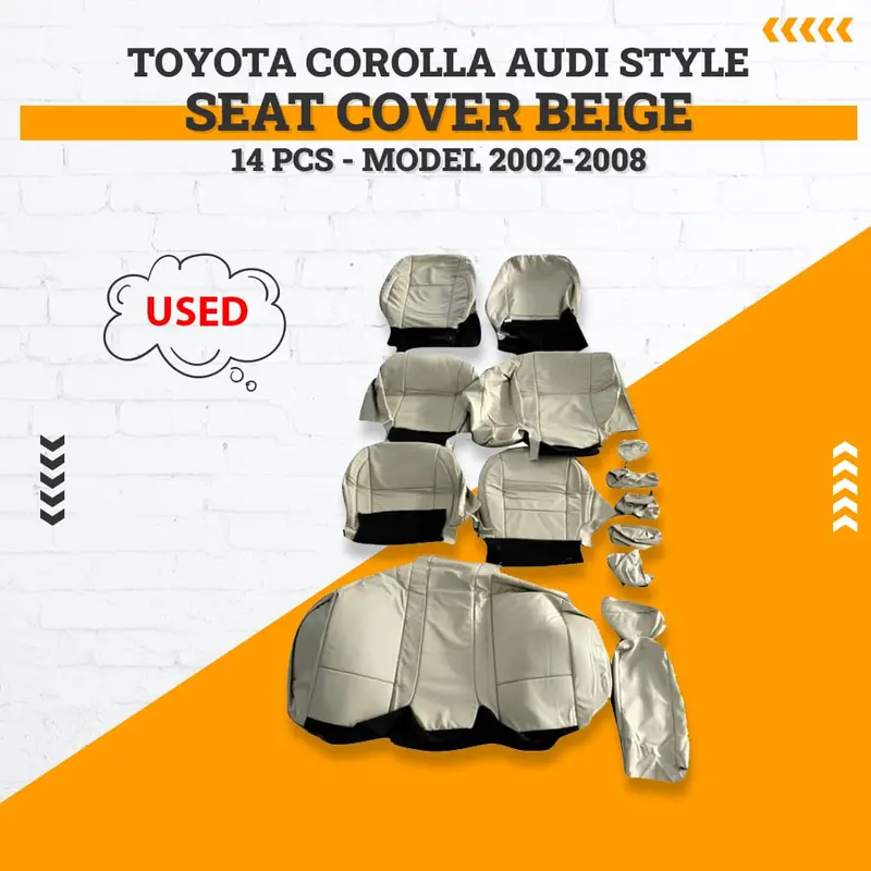 Used Toyota Corolla Audi Style Seat Cover Beige 14 Pcs 2002 - 2008 1