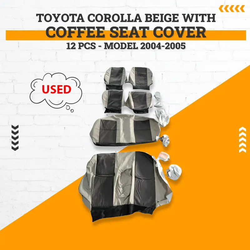 Used Toyota Corolla Beige With Coffee Seat Cover 12 Pcs 2004-2005 1