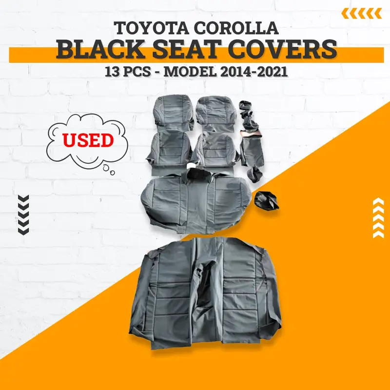 Used Toyota Corolla Black Seat Covers 13 Pcs 2014 - 2021 1