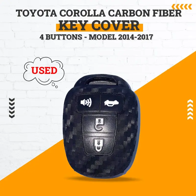 Used Toyota Corolla Carbon Fiber Key Cover 4 Buttons 2014 - 2017 1