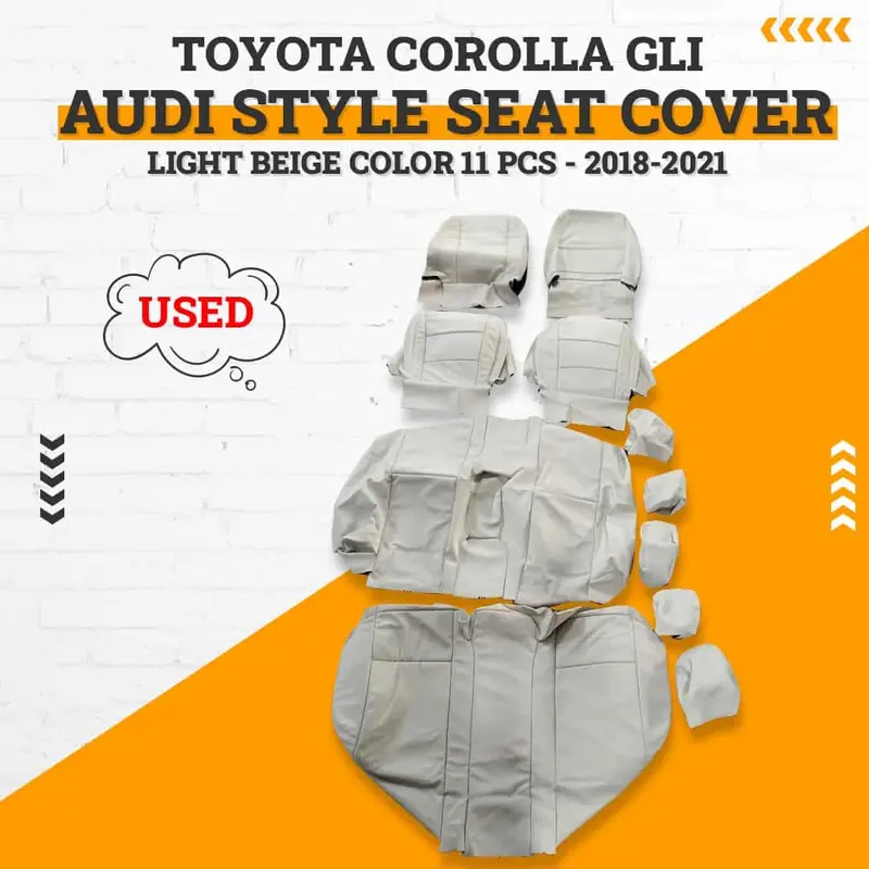 Used Toyota Corolla Gli Audi Style Seat Cover 2017 - 2021 - Light Beige Color 11 Pcs 1