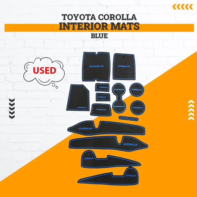 Used Toyota Corolla Interior Mats Blue 14 Pcs 2014-2021 - (Incomplete) 1