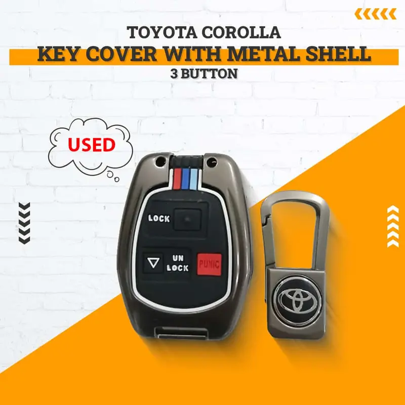 Used Toyota Corolla Key Cover With Metal Shell 3 Button 2006 - 2008 - (Incomplete Strap Missing) 1