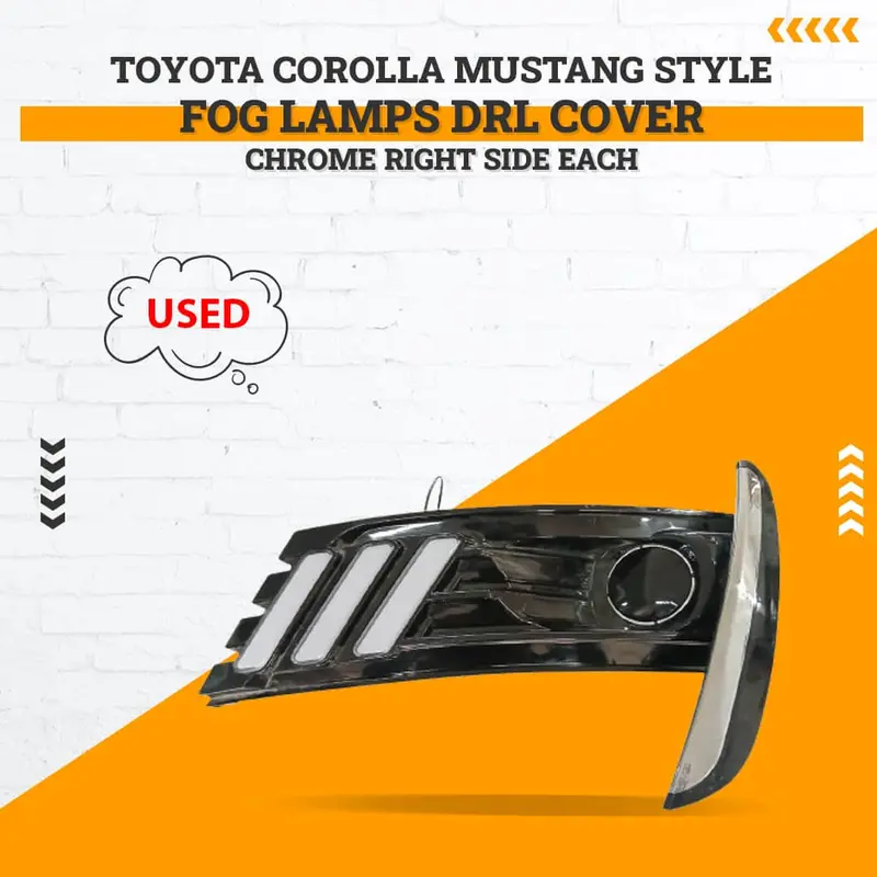 Used Toyota Corolla Mustang Style Fog Lamps Drl Cover Chrome 2017 - 2021 - Right Side Each (Without Wiring) 1