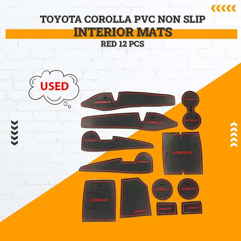 Used Toyota Corolla Pvc Non Slip Interior Mats Red 12 Pcs 2014 - 2021 1