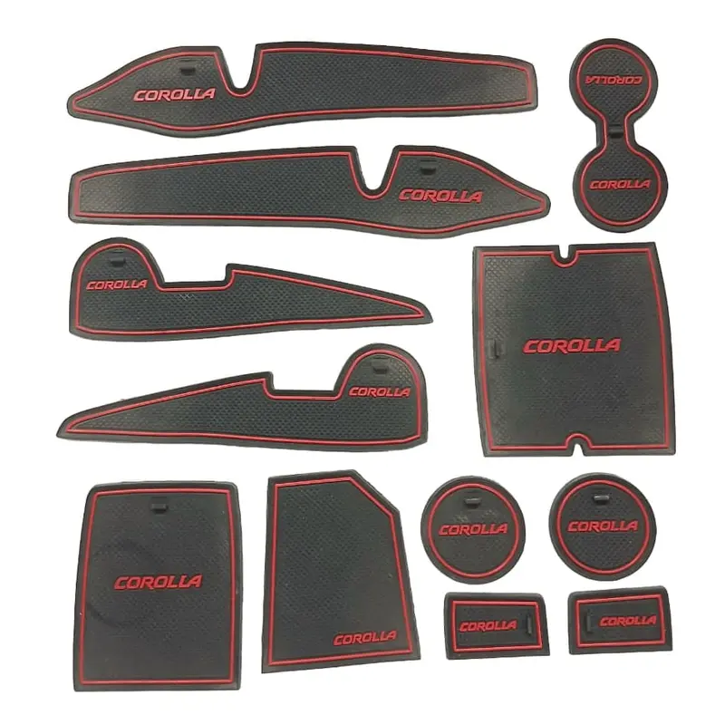 Used Toyota Corolla Pvc Non Slip Interior Mats Red 12 Pcs 2014 - 2021 2