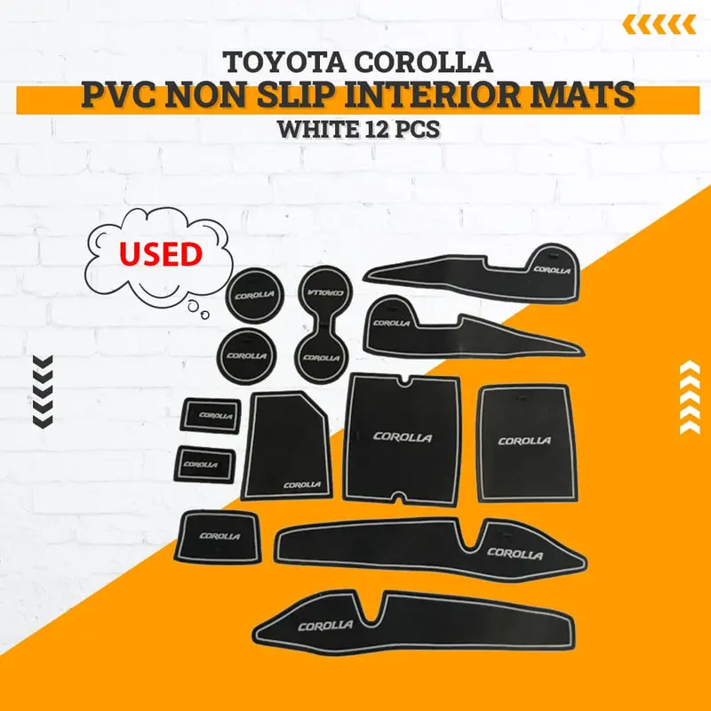 Used Toyota Corolla Pvc Non Slip Interior Mats White 12 Pcs - Incomplete 2014-2021 1