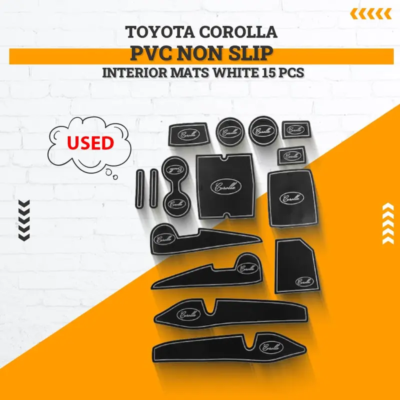 Used Toyota Corolla Pvc Non Slip Interior Mats White 15 Pcs 2014 - 2021 - Rough Condition 1