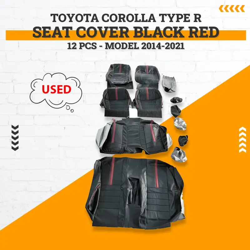 Used Toyota Corolla Type R Seat Cover Black Red 12 Pcs 2014 - 2021 1