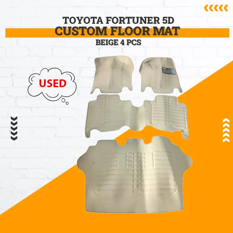 Used Toyota Fortuner 5D Custom Floor Mat Beige 4 Pcs 2016 - 2023 1