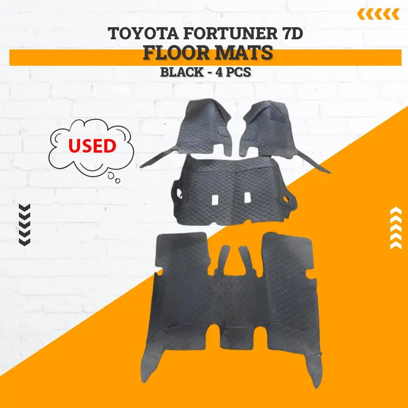 Used Toyota Fortuner 7D Floor Mats - Black - 4 Pcs Rough Condition 2013 - 2016 1
