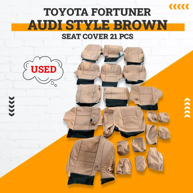 Used Toyota Fortuner Audi Style Brown Seat Cover 21Pcs 2016 - 2024 1