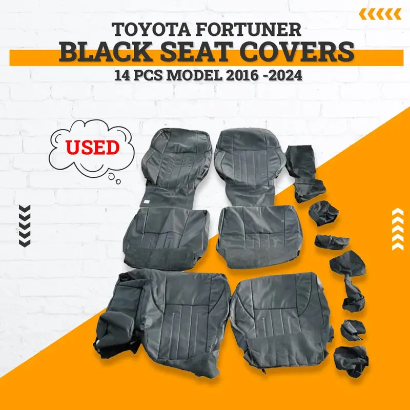 Used Toyota Fortuner Black Seat Covers 14 Pcs 2016 - 2024 1