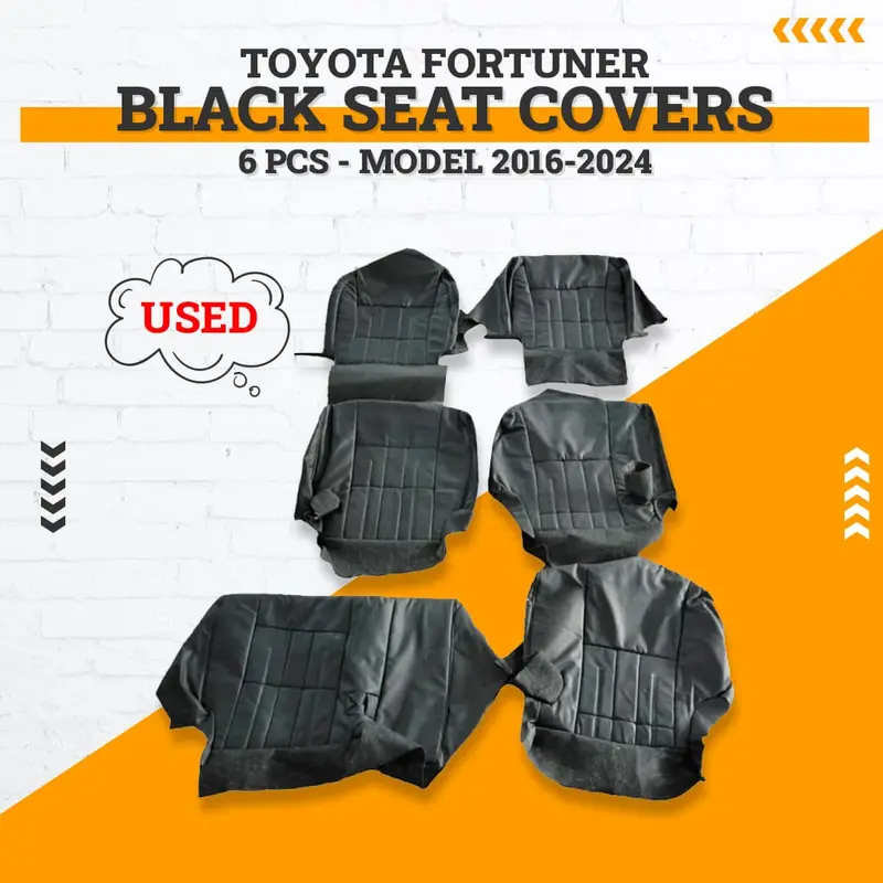 Used Toyota Fortuner Black Seat Covers 6 Pcs 2016 - 2024 1