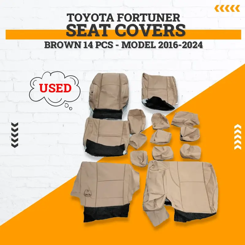 Used Toyota Fortuner Seat Covers Brown 14 Pcs 2016 - 2024 1