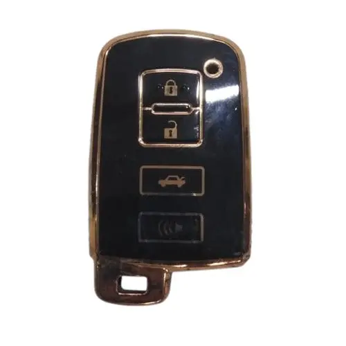 Used Toyota Grande Tpu Key Cover Black & Golden 4 Buttons 2017-2022 - Rough Condition 2