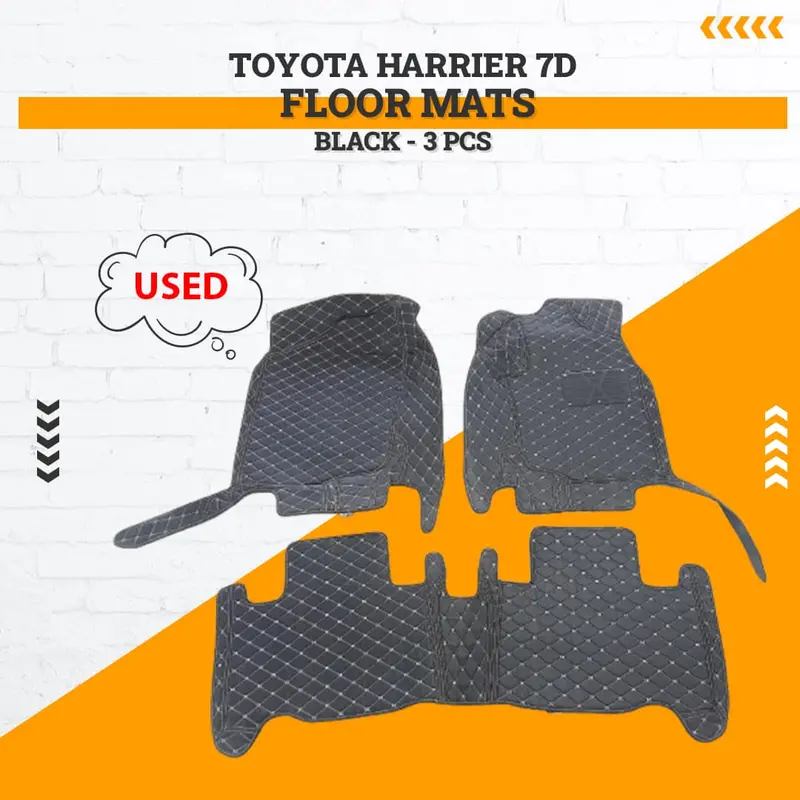 Used Toyota Harrier 7D Floor Mats - Black - 3 Pcs Set  Damage 1
