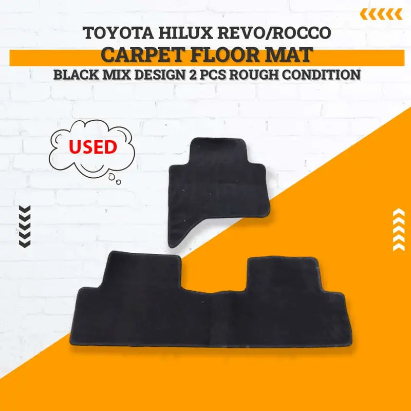 Used Toyota Hilux Revo/Rocco Carpet Floor Mat Black Mix Design 2 Pcs Rough Condition - (Rough Condition) 1